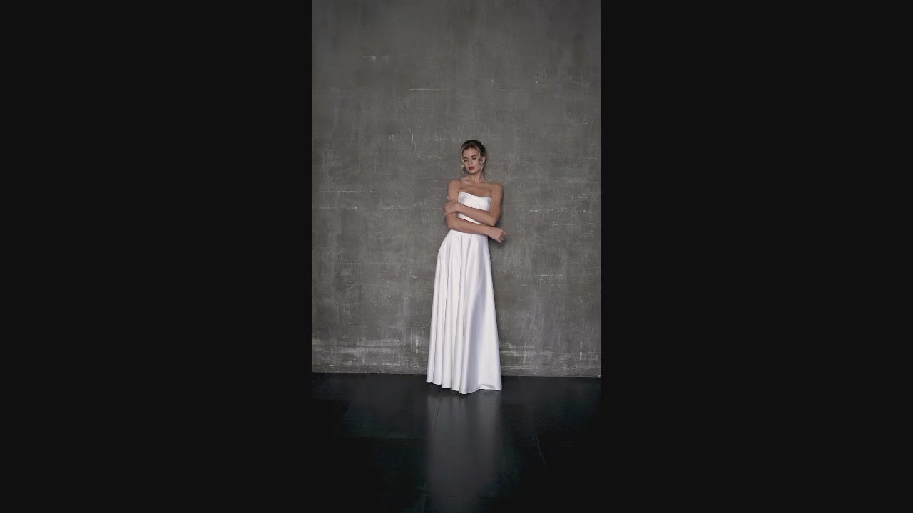 Laurence A-line Straight across Milk Wedding dress video