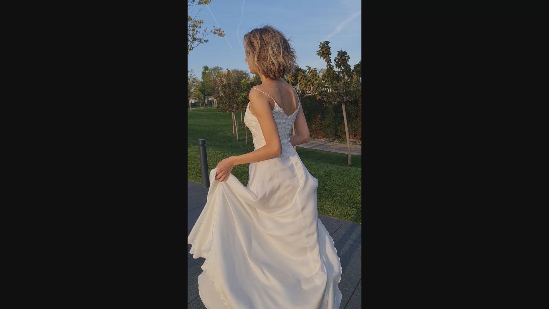 Leila A-line Jewel Ivory Wedding dress video