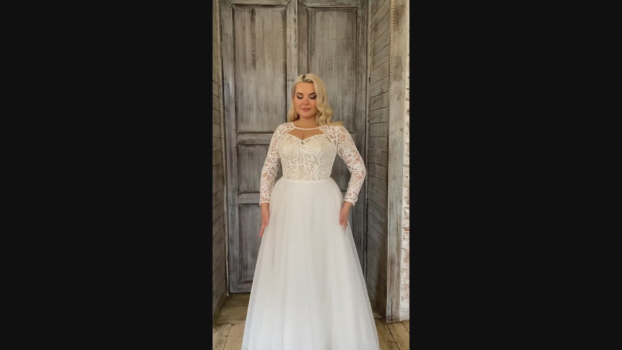 Mirela A-line Queen Anne Milk Wedding dress