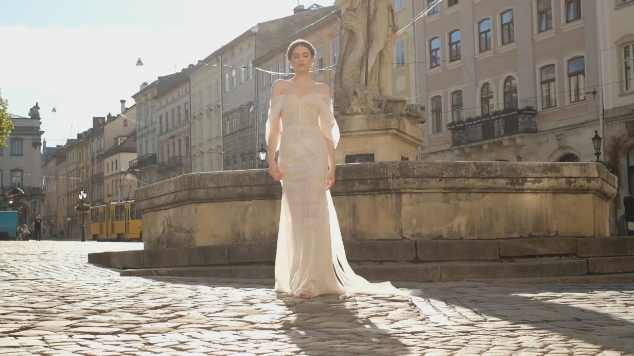 Brice Trumpet/Mermaid Sweetheart Milk Nude Wedding dress video