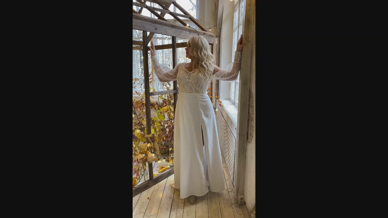 Violinne A-line V-neck Milk Wedding dress