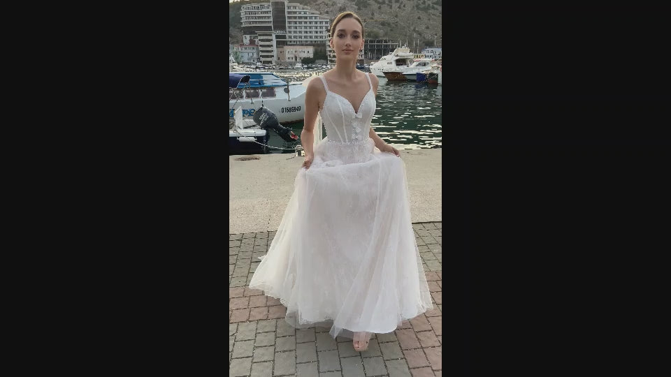 Ramola A-line Sweetheart Milk Cappuccino Wedding dress video