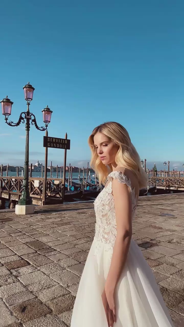 Sarina A-line Illusion Ivory Wedding dress video