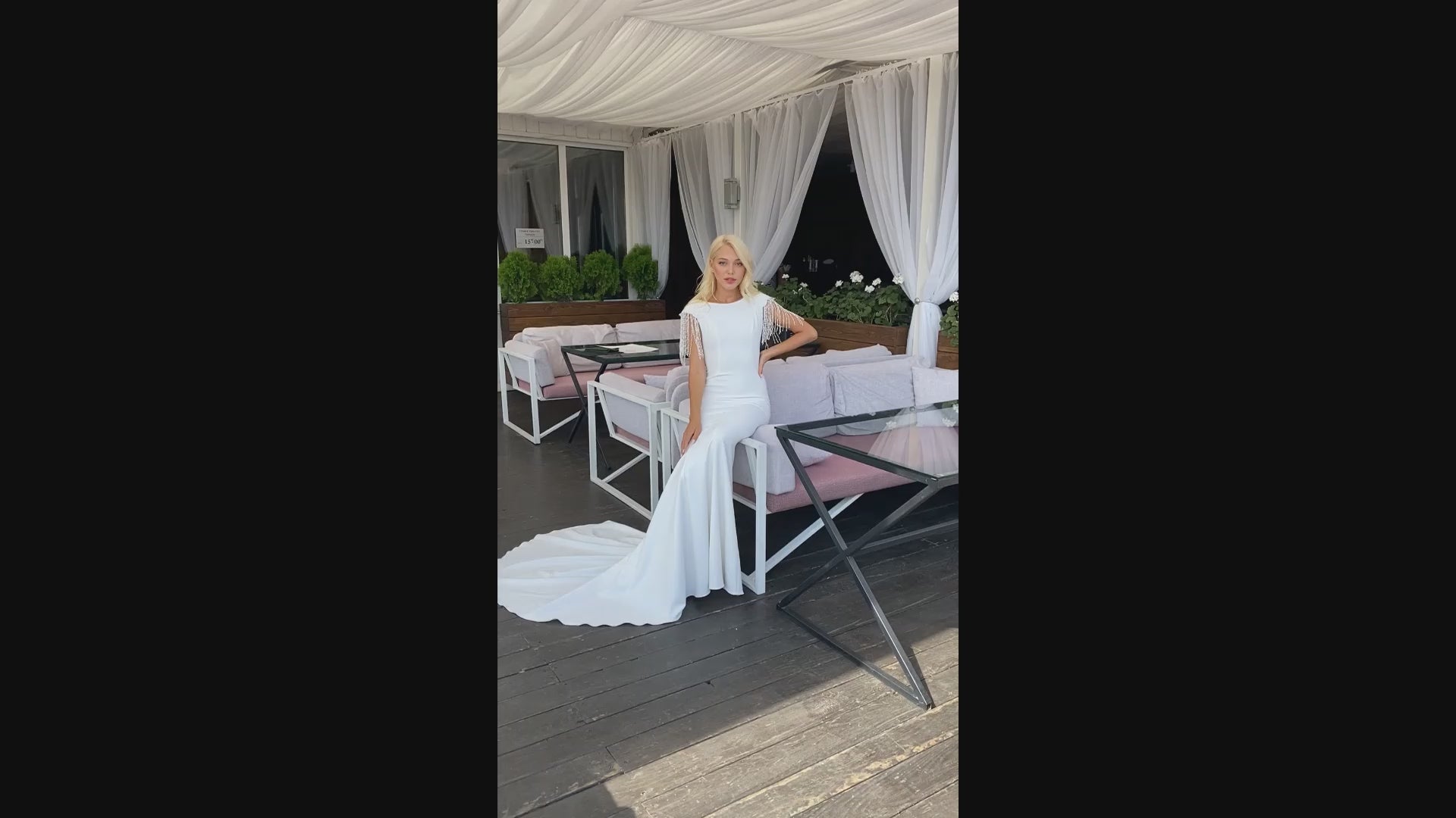 Aterine Trumpet/Mermaid Boat/Bateau Whitemilk Wedding dress video