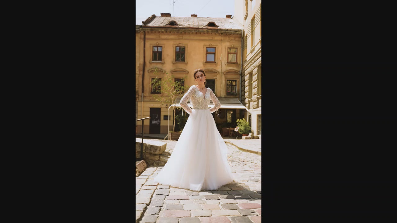 Derbhey A-line Illusion Milk Nude Wedding dress video