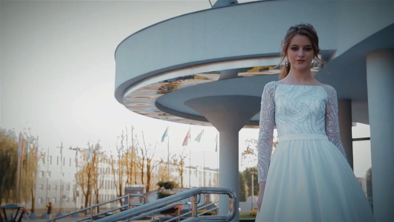 Brillance A-line Boat/Bateau Lightivory Wedding dress video