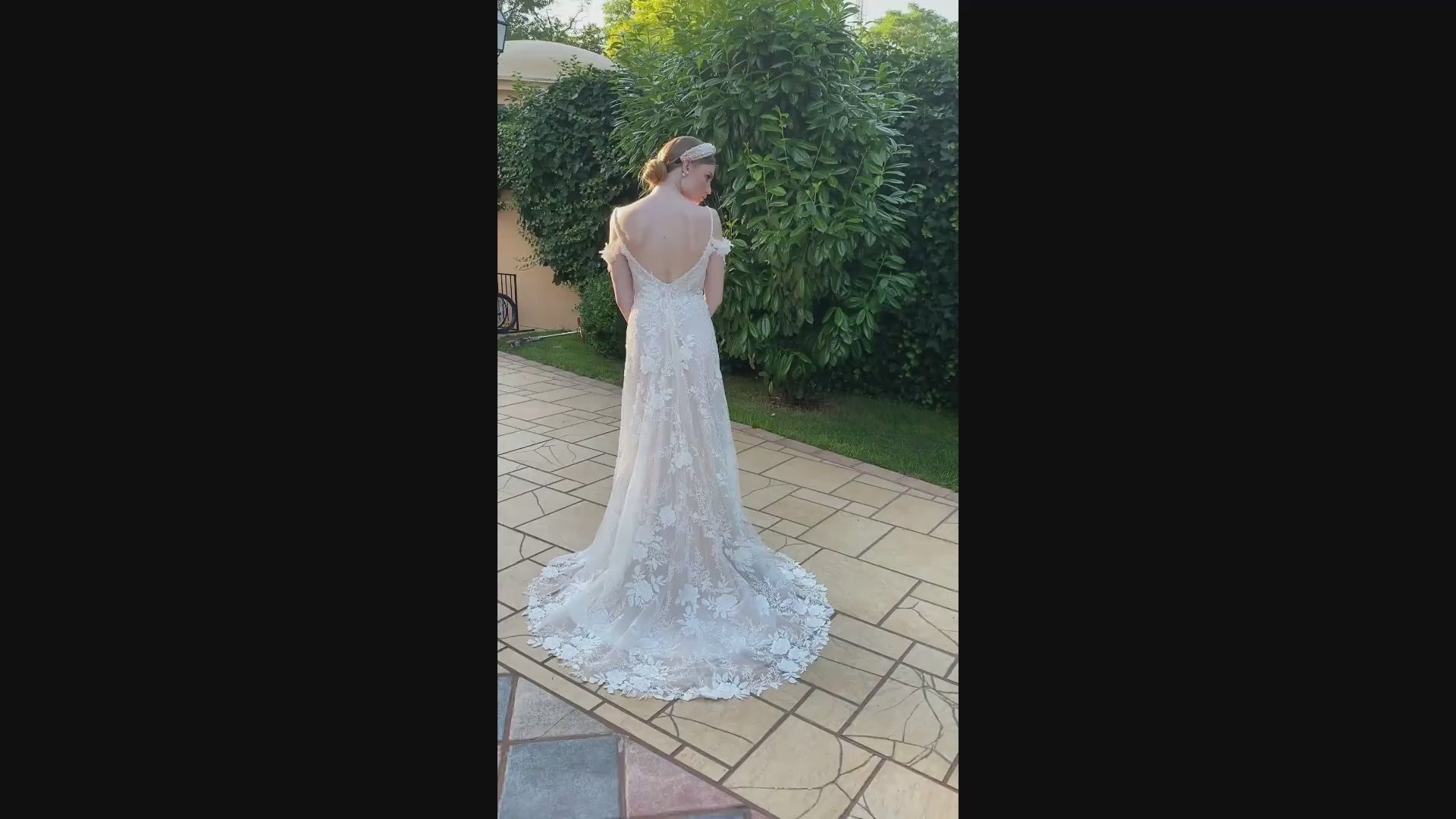 Myrtella A-line V-neck Milk Nude Wedding dress video