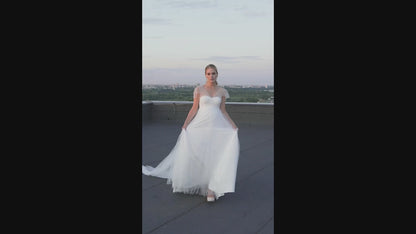 Stelly A-line V-neck Ivory Wedding dress