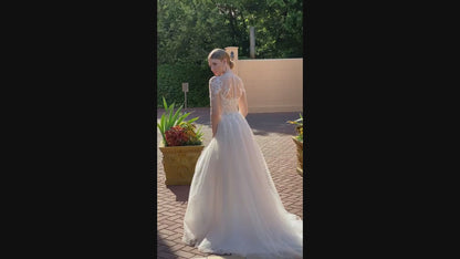 Holmy A-line Illusion Ivory Nude Wedding dress