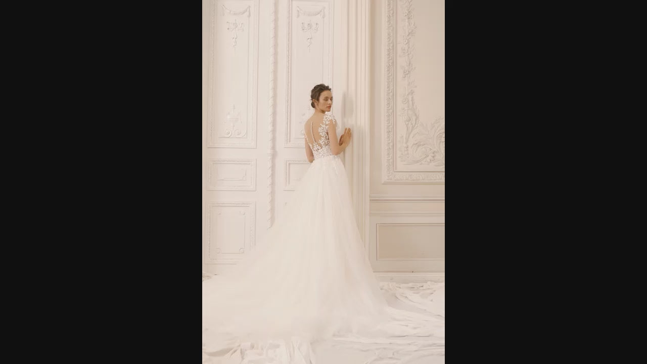 Judys A-line Illusion Nude Ivory Wedding dress video