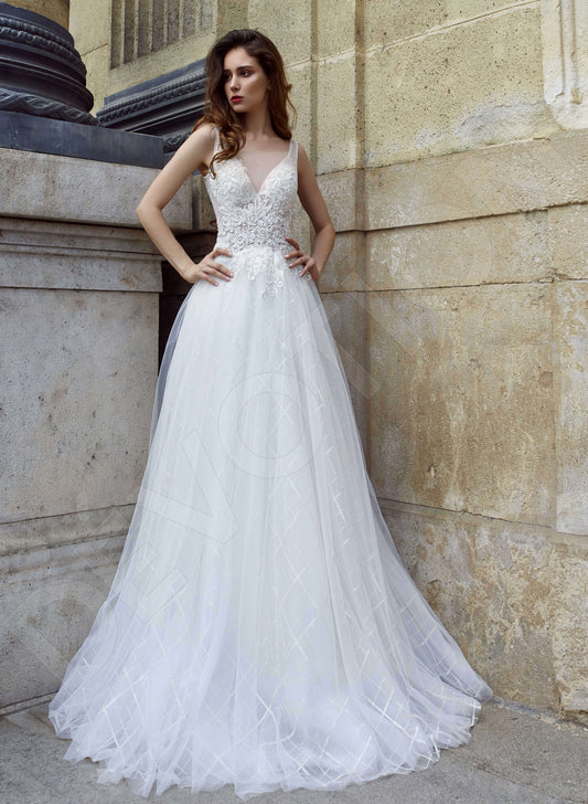 Zannya A-line Square White Wedding dress