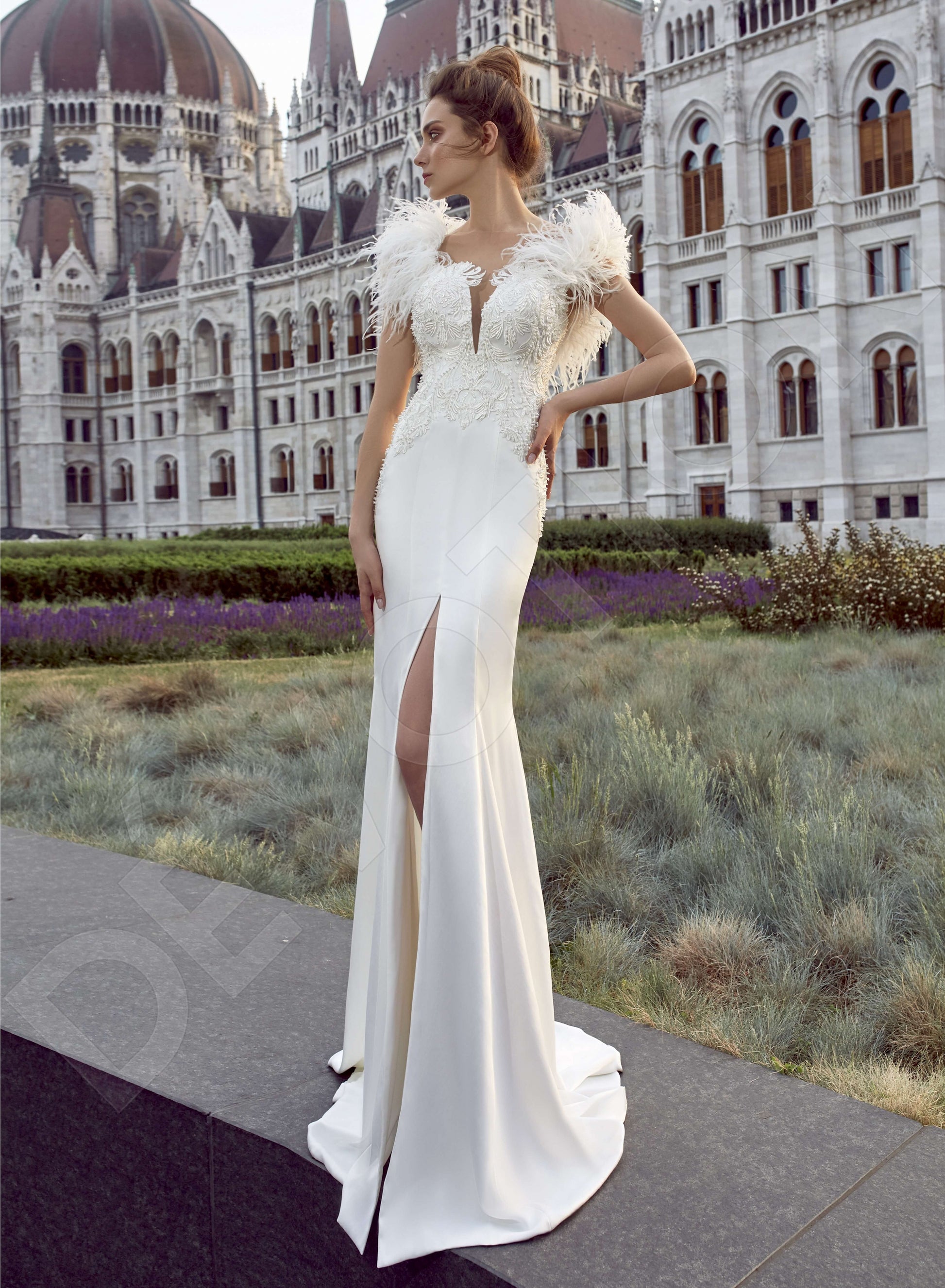 Nilana Trumpet/Mermaid Illusion Milk Wedding dress