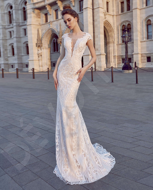 Ilmina Trumpet/Mermaid Illusion Milk Powder Wedding dress