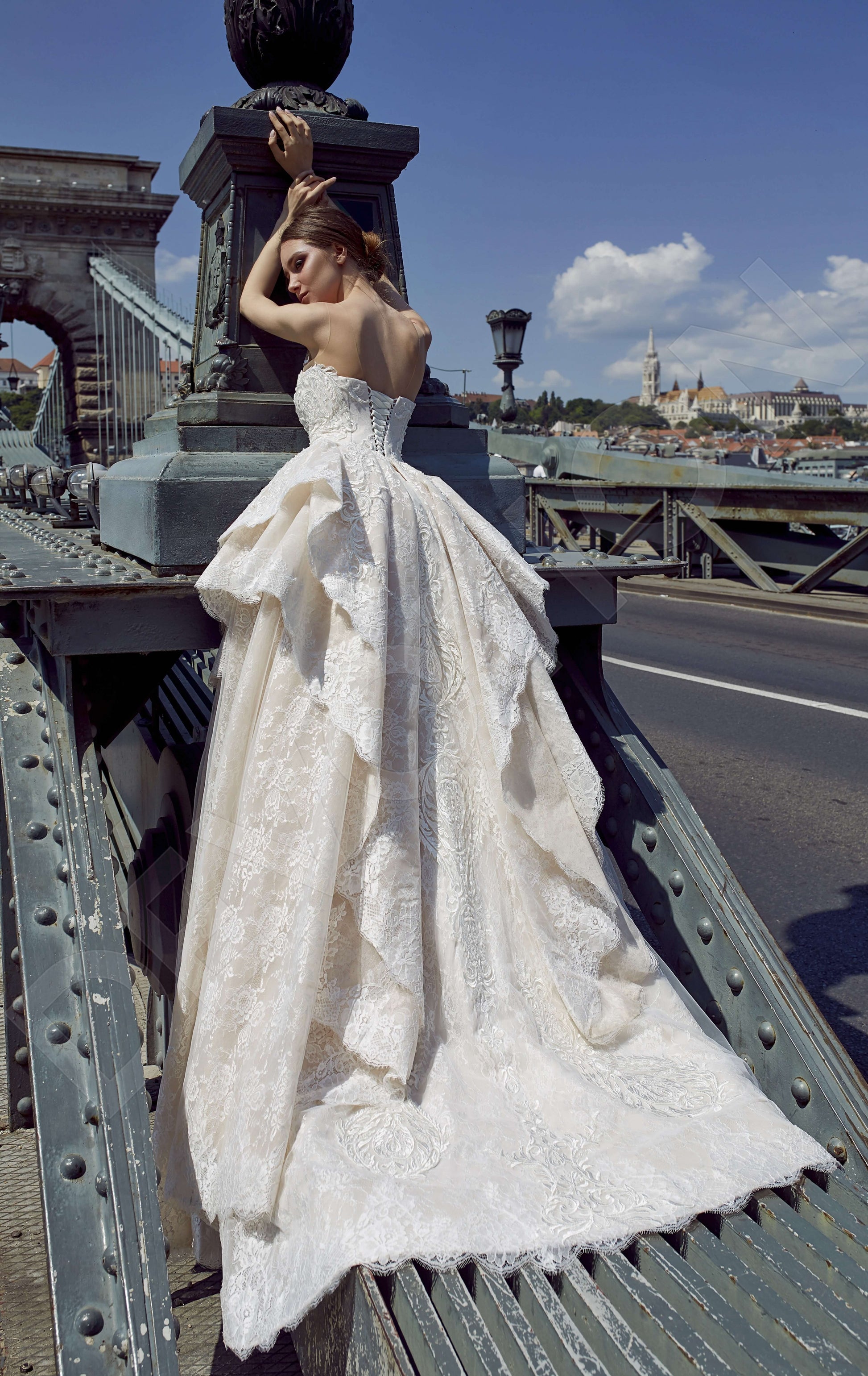 Filana Princess/Ball Gown Boat/Bateau Powder Milk Wedding dress