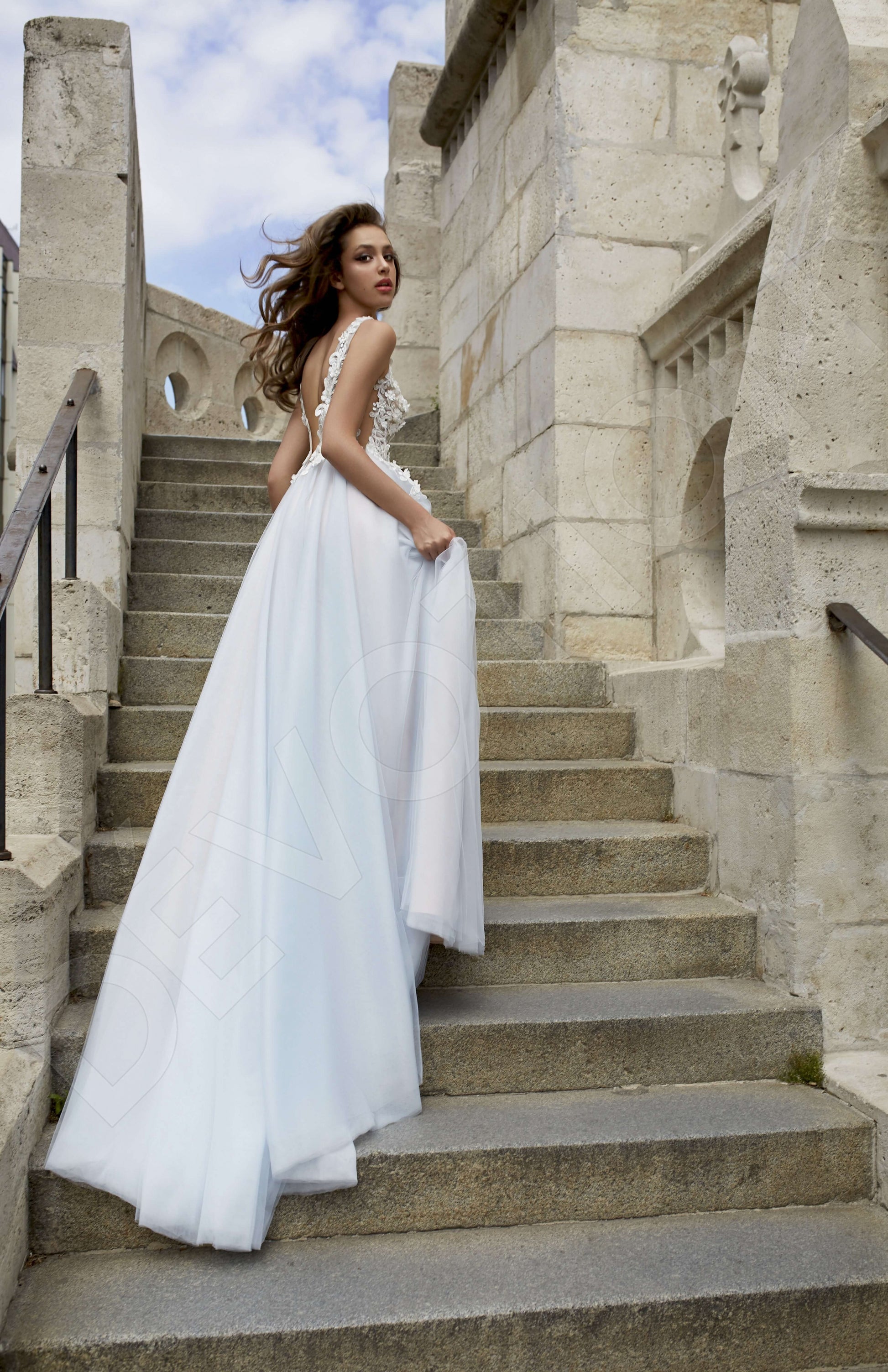 Lorimille A-line Illusion White Milk Wedding dress