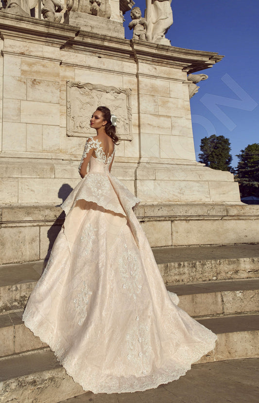 Fuella Princess/Ball Gown Boat/Bateau Powder Milk Wedding dress