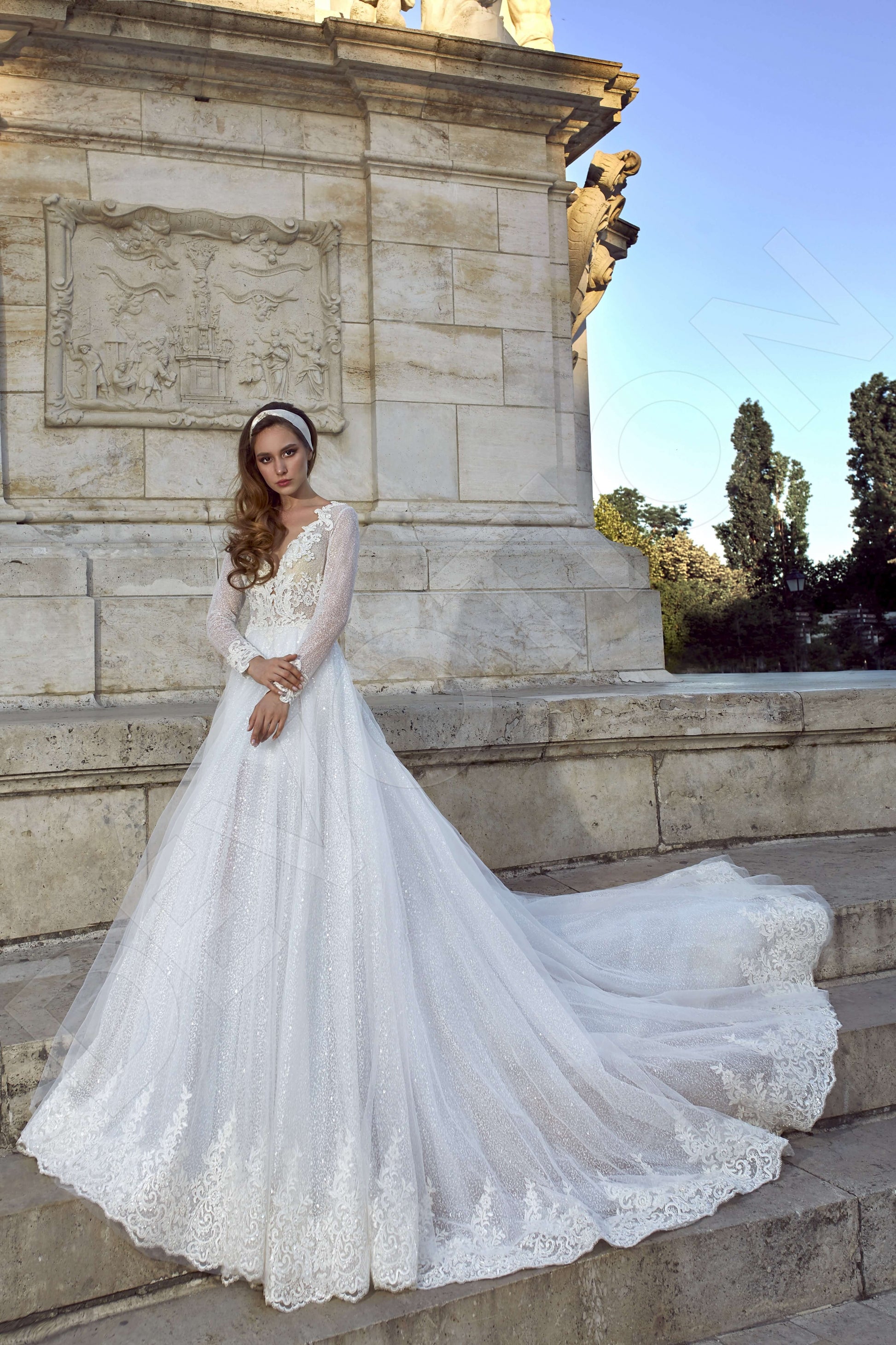 Eugenie A-line V-neck White Wedding dress