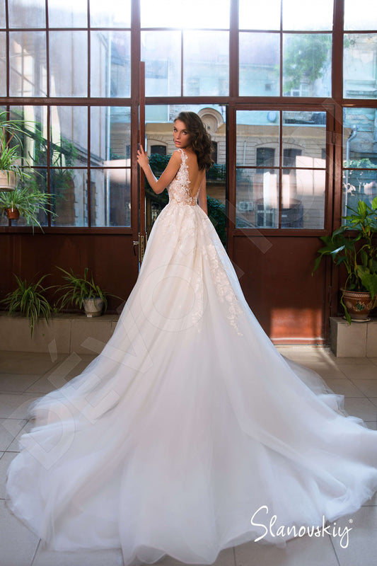 Ariella A-line Boat/Bateau Ivory Milk Wedding dress