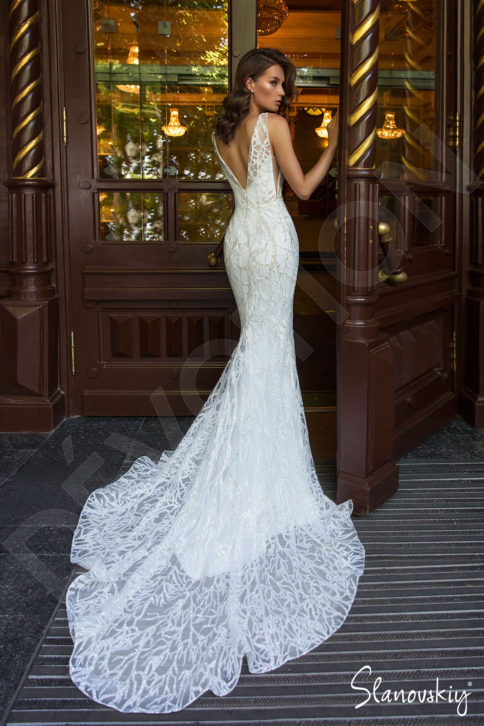 Farren Trumpet/Mermaid V-neck Ivory Milk Wedding dress