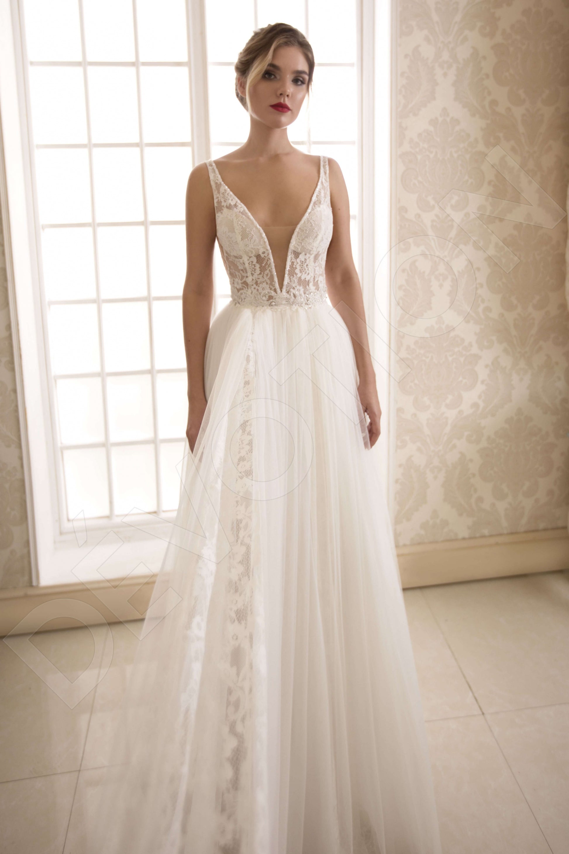 Berenice A-line V-neck Ivory Wedding dress