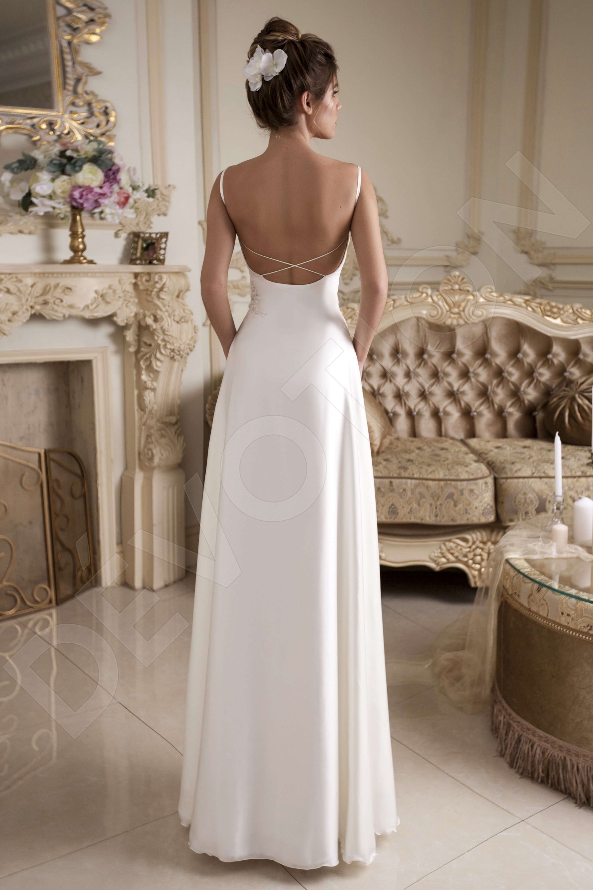 Gusta A-line V-neck Ivory Wedding dress