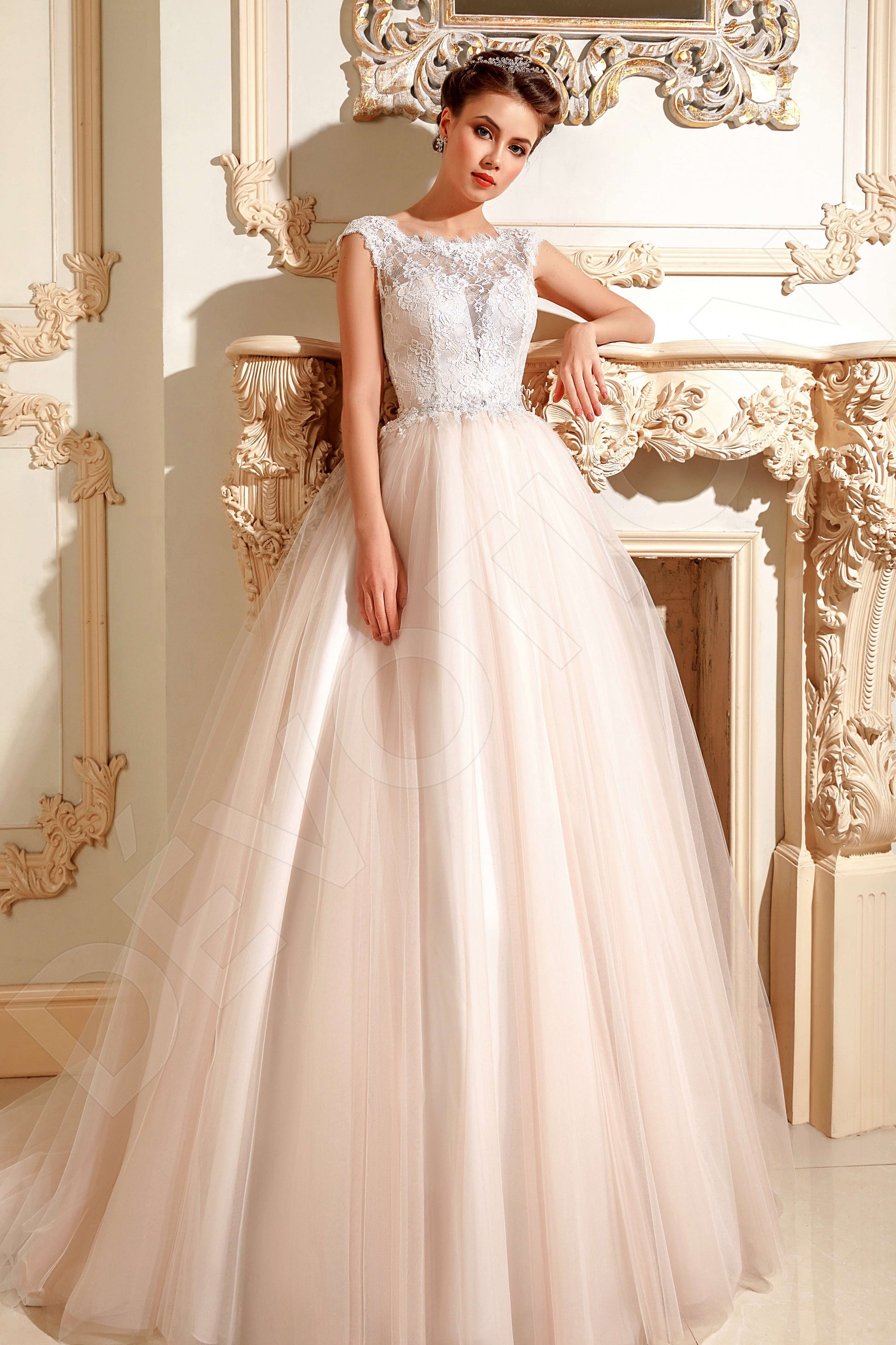 Delila Princess/Ball Gown Boat/Bateau Nude Wedding dress