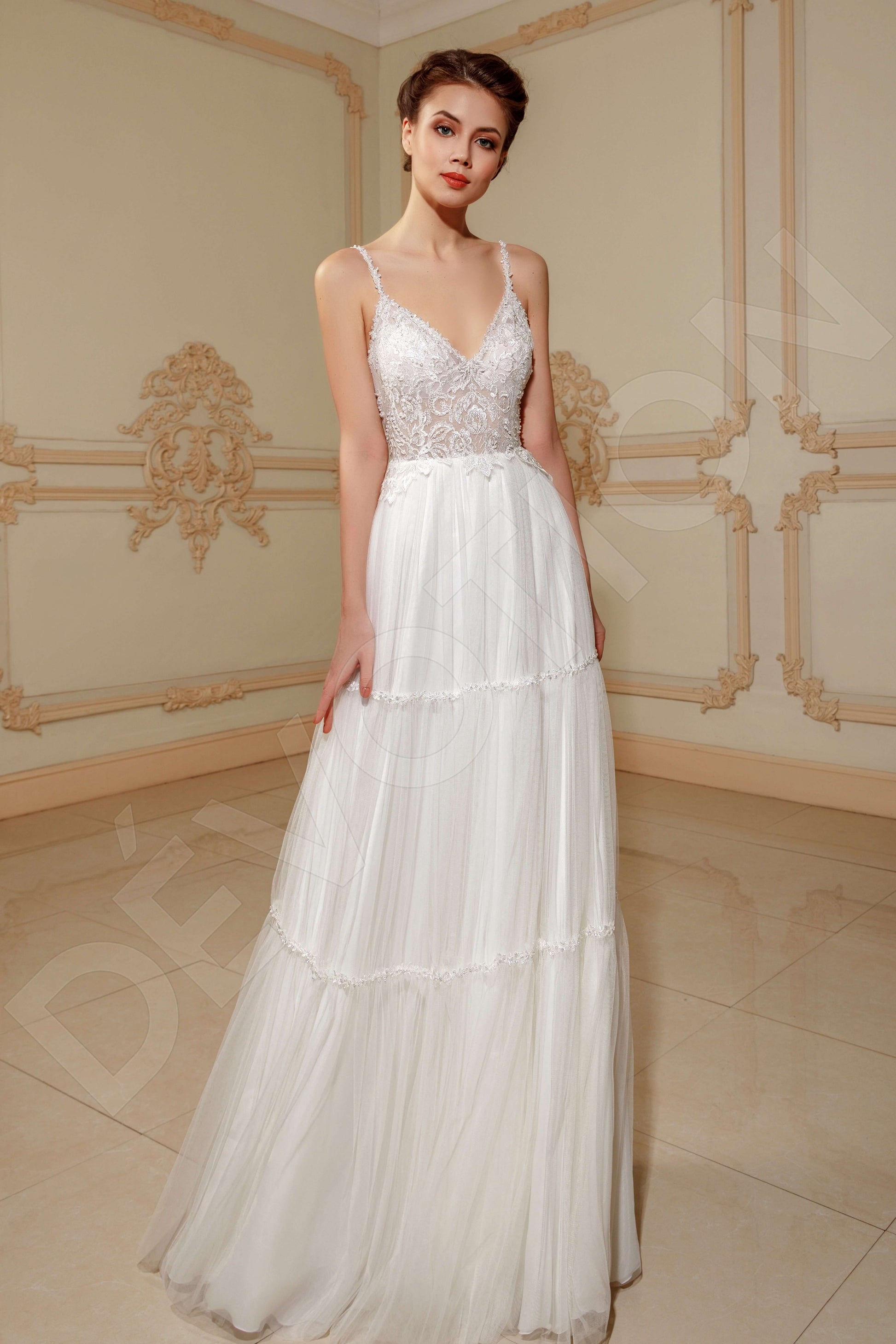 Inadella A-line V-neck Ivory Wedding dress