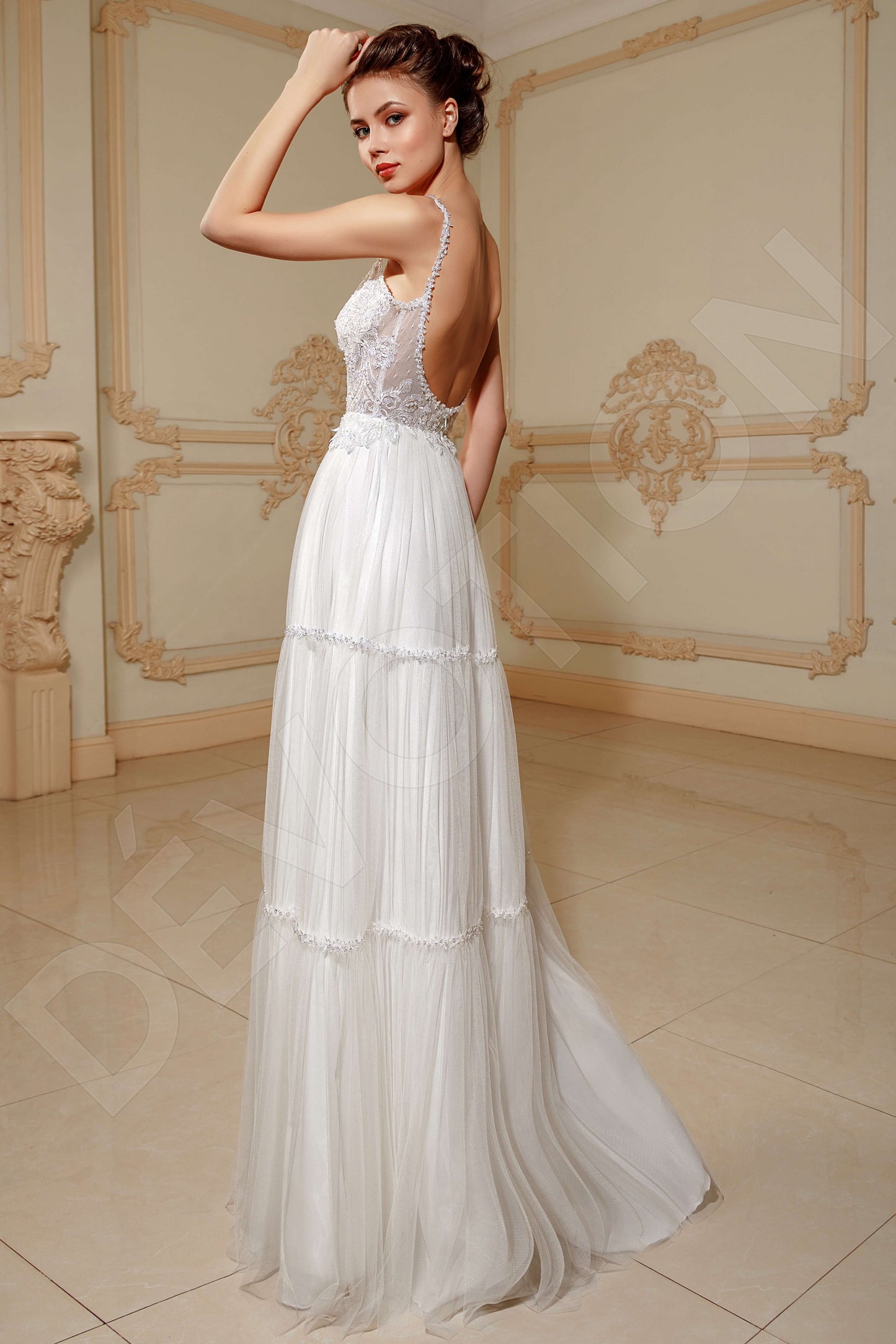 Inadella Open back A-line Straps Wedding Dress Back