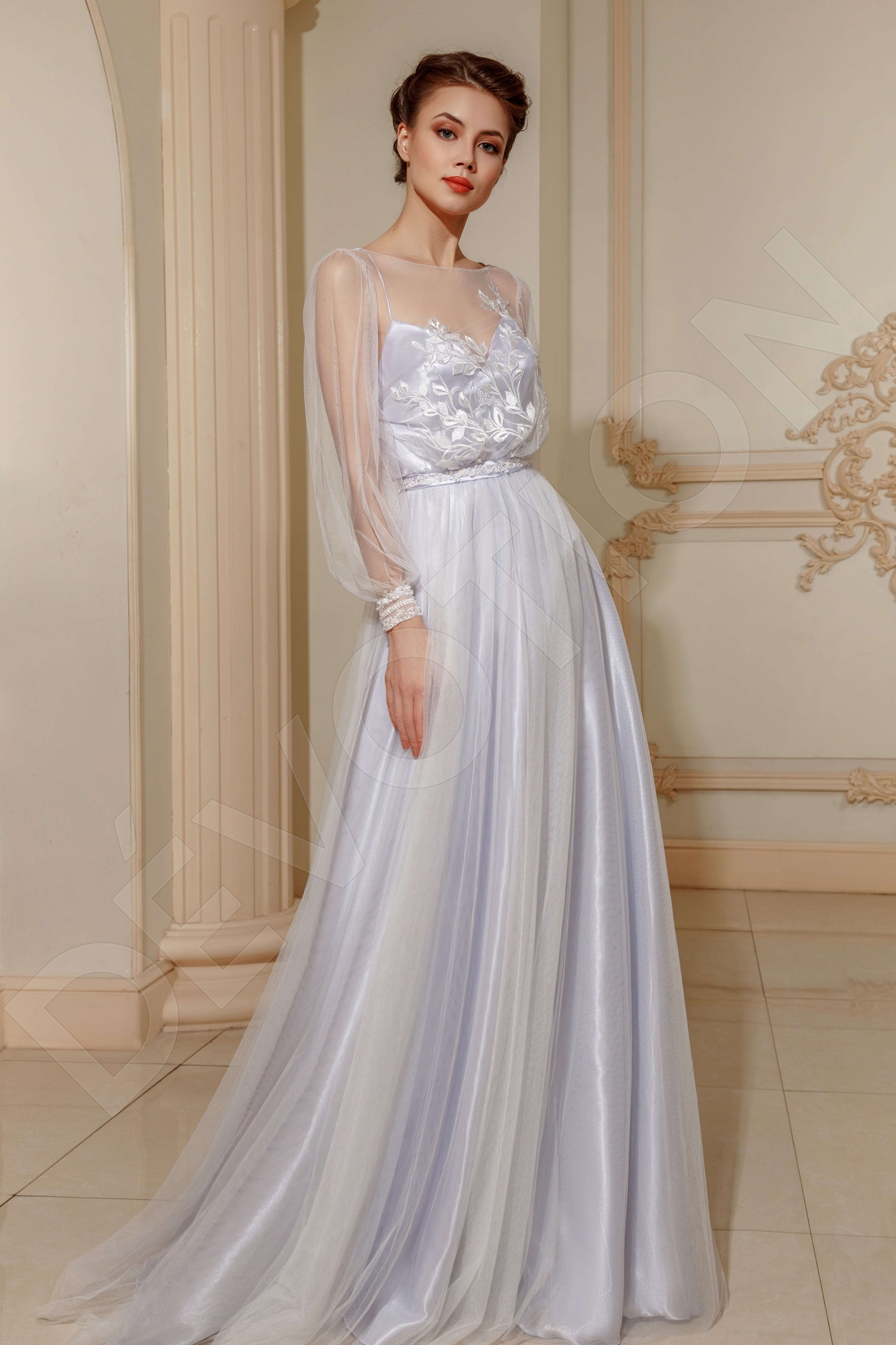 Dorrie A-line Illusion Grayviolet Wedding dress