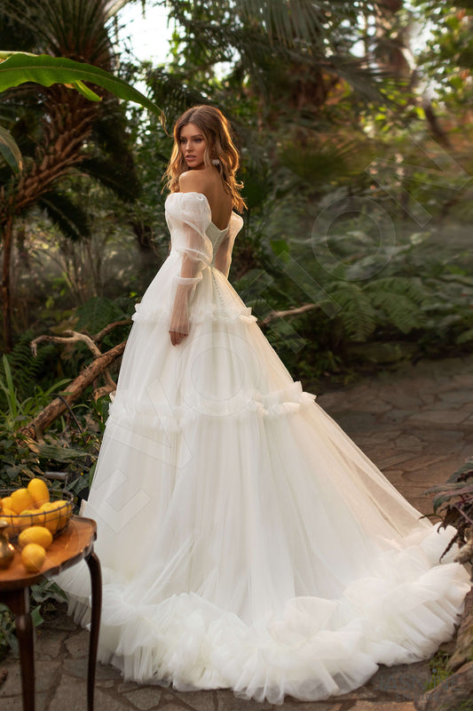 Elza A-line Off-shoulder/Drop shoulders Ivory Wedding dress