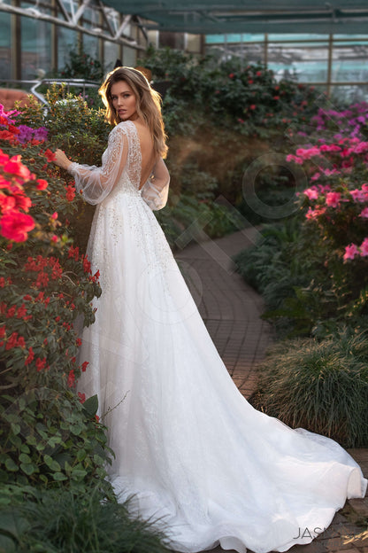 Valen Open back A-line Long sleeve Wedding Dress Back