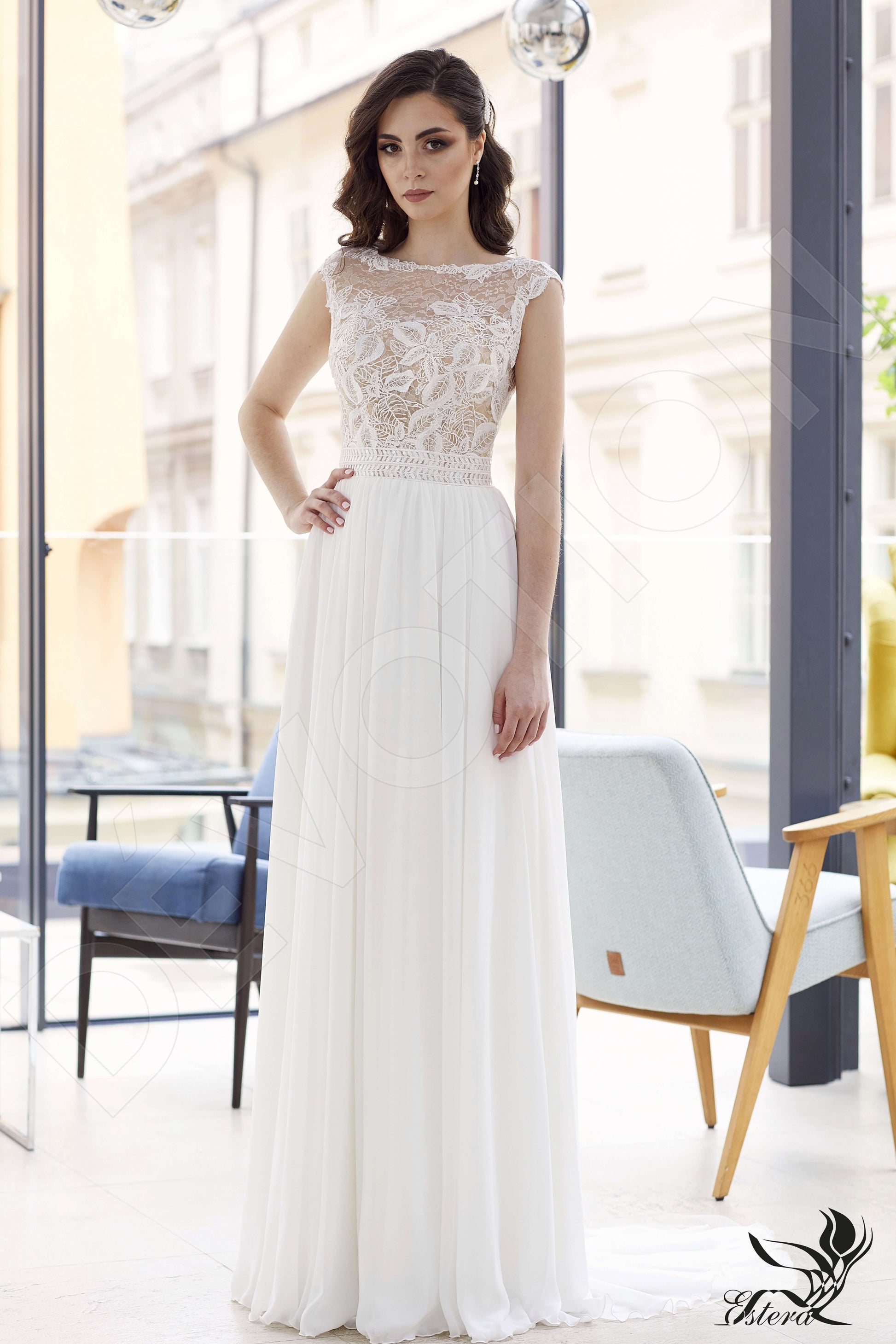 Miriama A-line Boat/Bateau Ivory Wedding dress