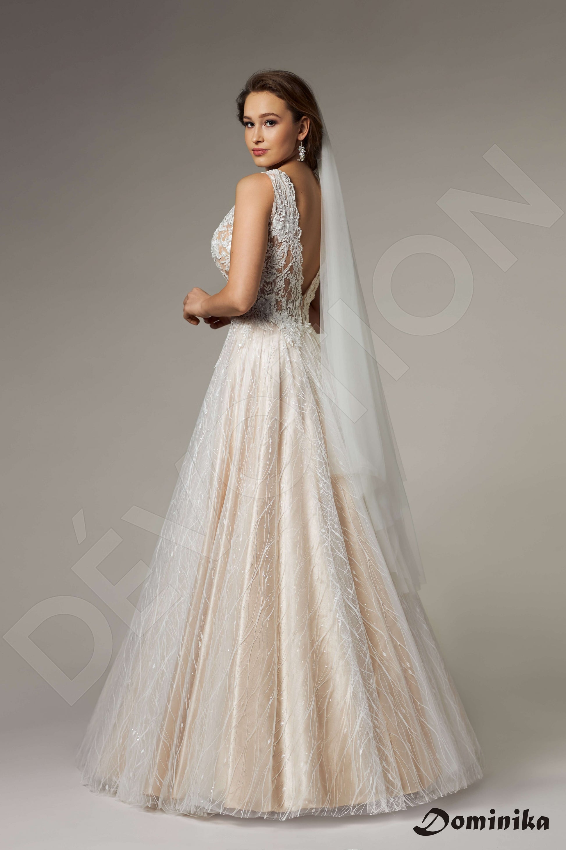 Begony A-line V-neck Cappuccino Ivory Wedding dress