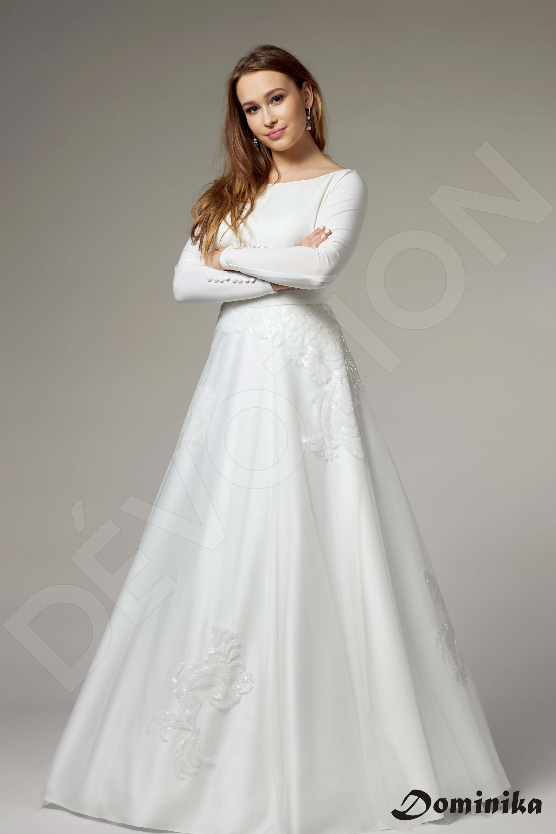 Betony A-line Boat/Bateau Ivory Wedding dress