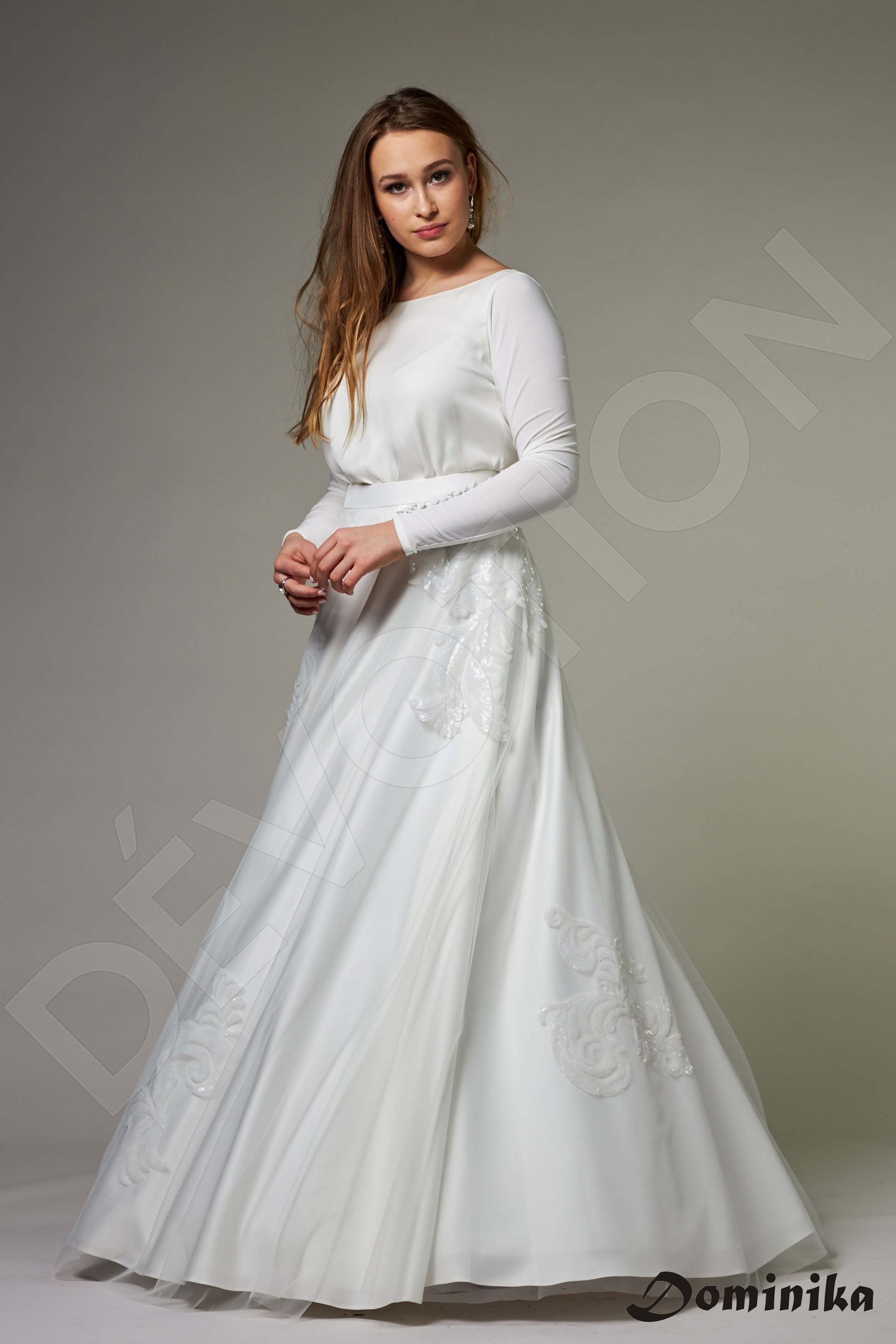 Betony A-line Boat/Bateau Ivory Wedding dress