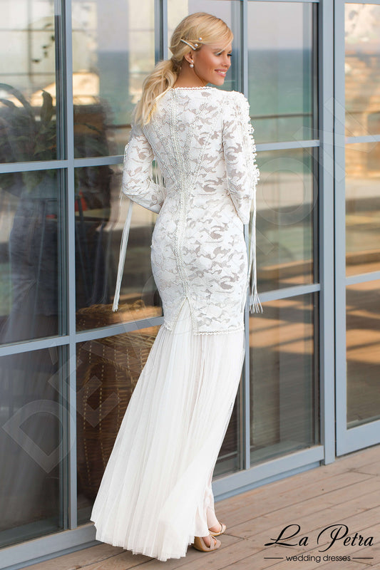 Ansel Trumpet/Mermaid Jewel Milk Nude Wedding dress