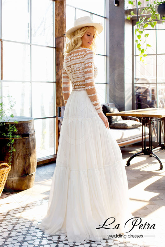 Tess A-line High neck Milk Nude Wedding dress