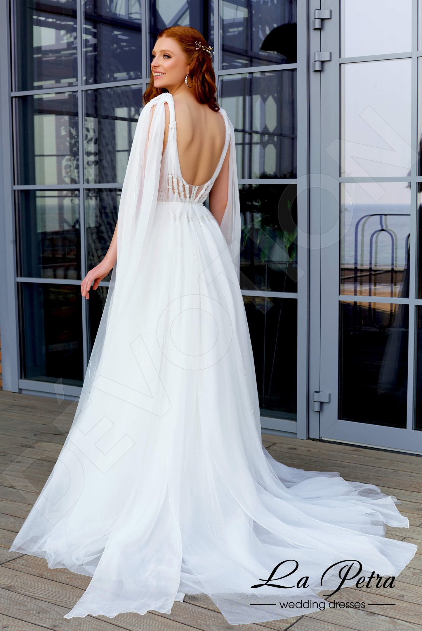 Lenny A-line Long sleeve Open back Wedding Dress Back