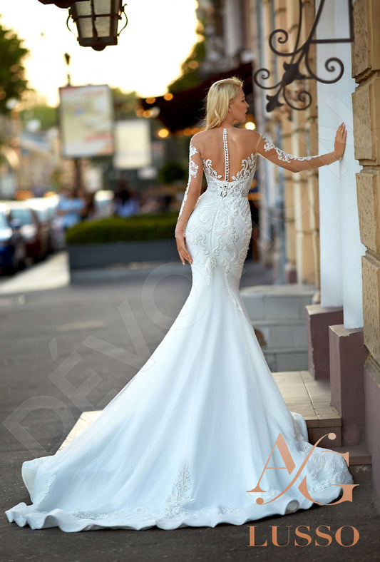 Elvirina Trumpet/Mermaid Illusion White Wedding dress