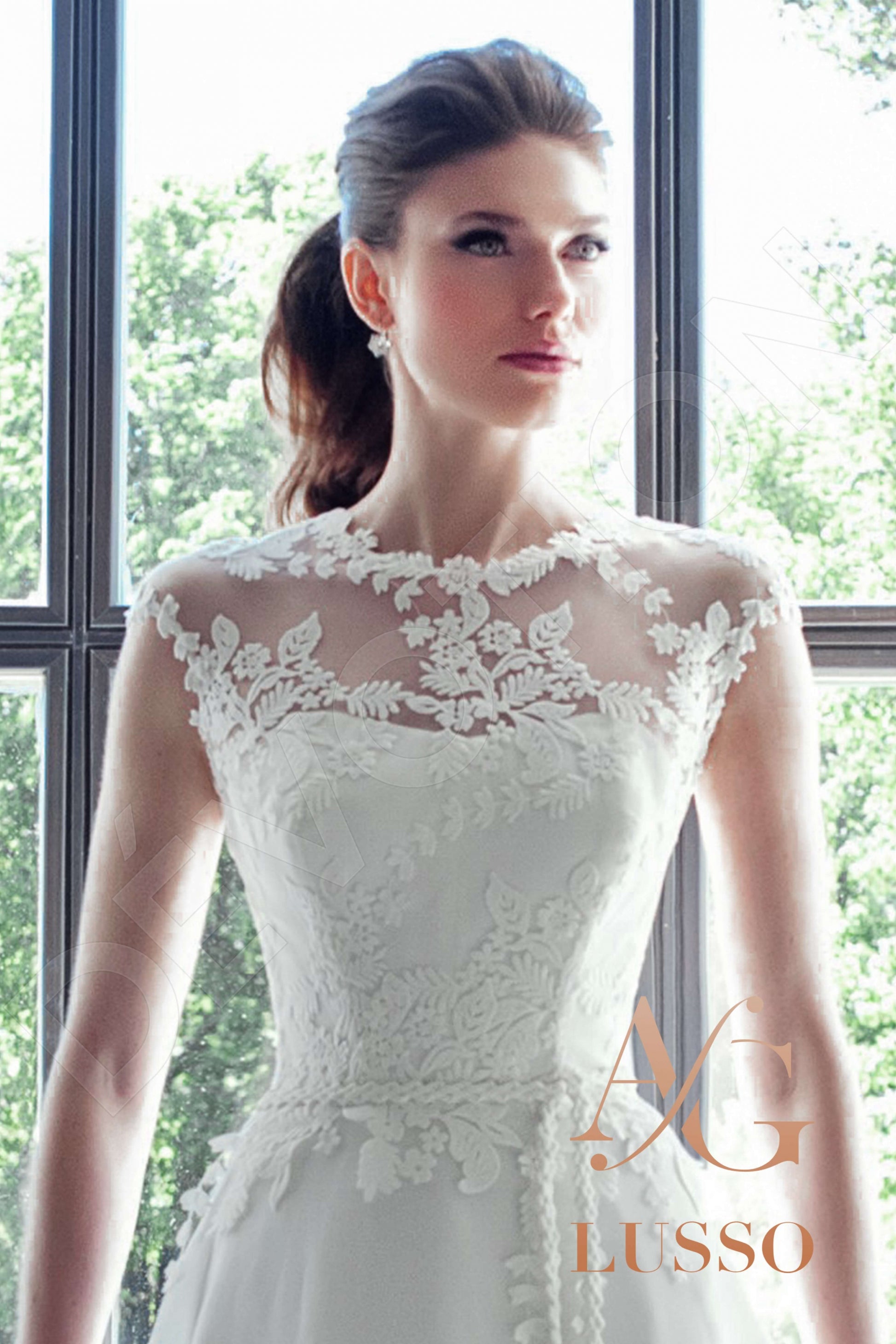 Danela A-line Jewel Ivory Wedding dress