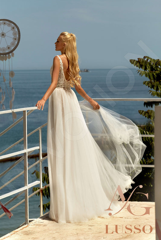 Sheila A-line V-neck Milk Wedding dress