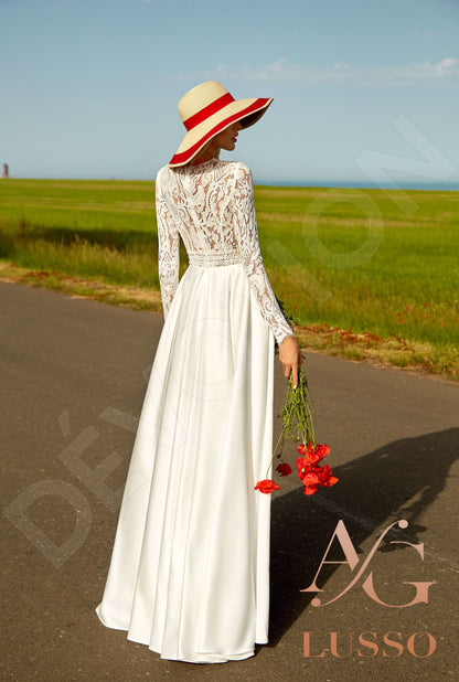 Shirley Full back A-line Long sleeve Wedding Dress Back