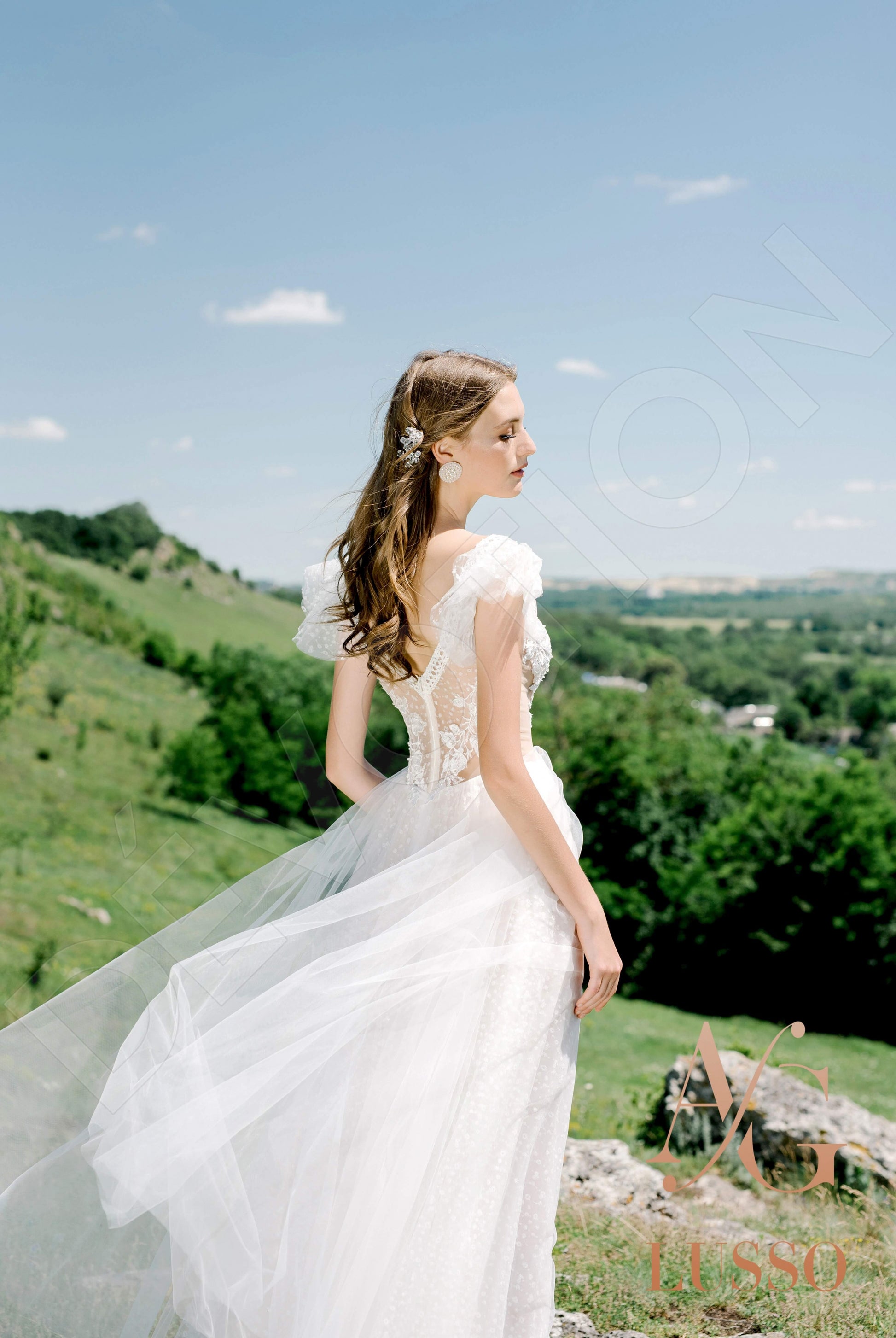 Edwina A-line Illusion Ivory Wedding dress