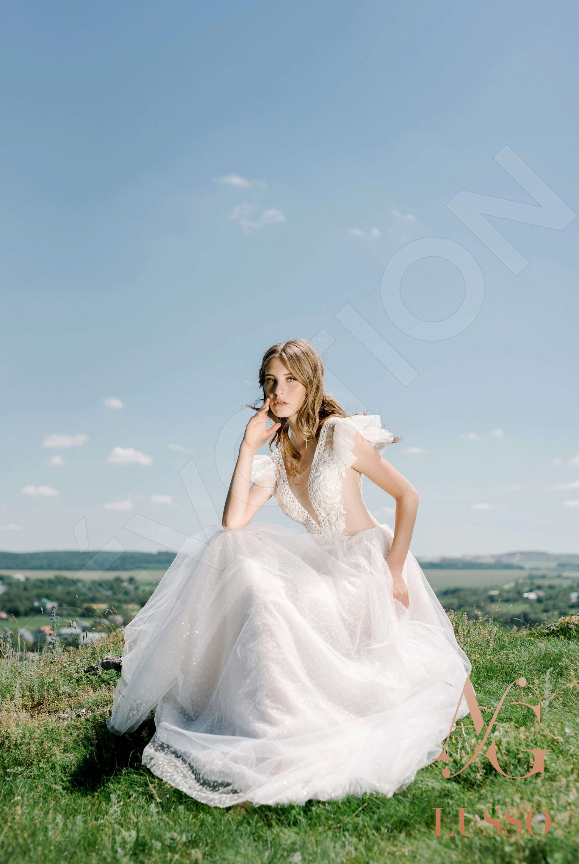 Edwina A-line Illusion Ivory Wedding dress