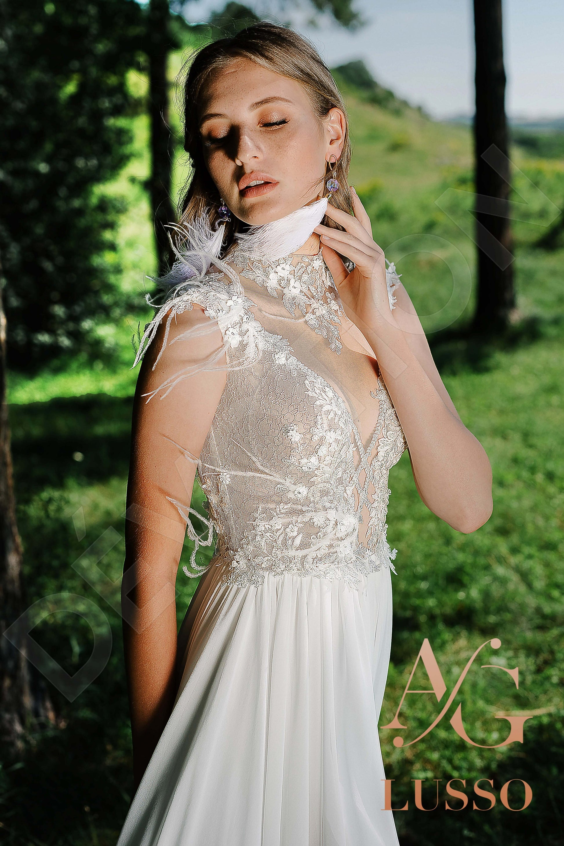 Jovite A-line Illusion Ivory Wedding dress