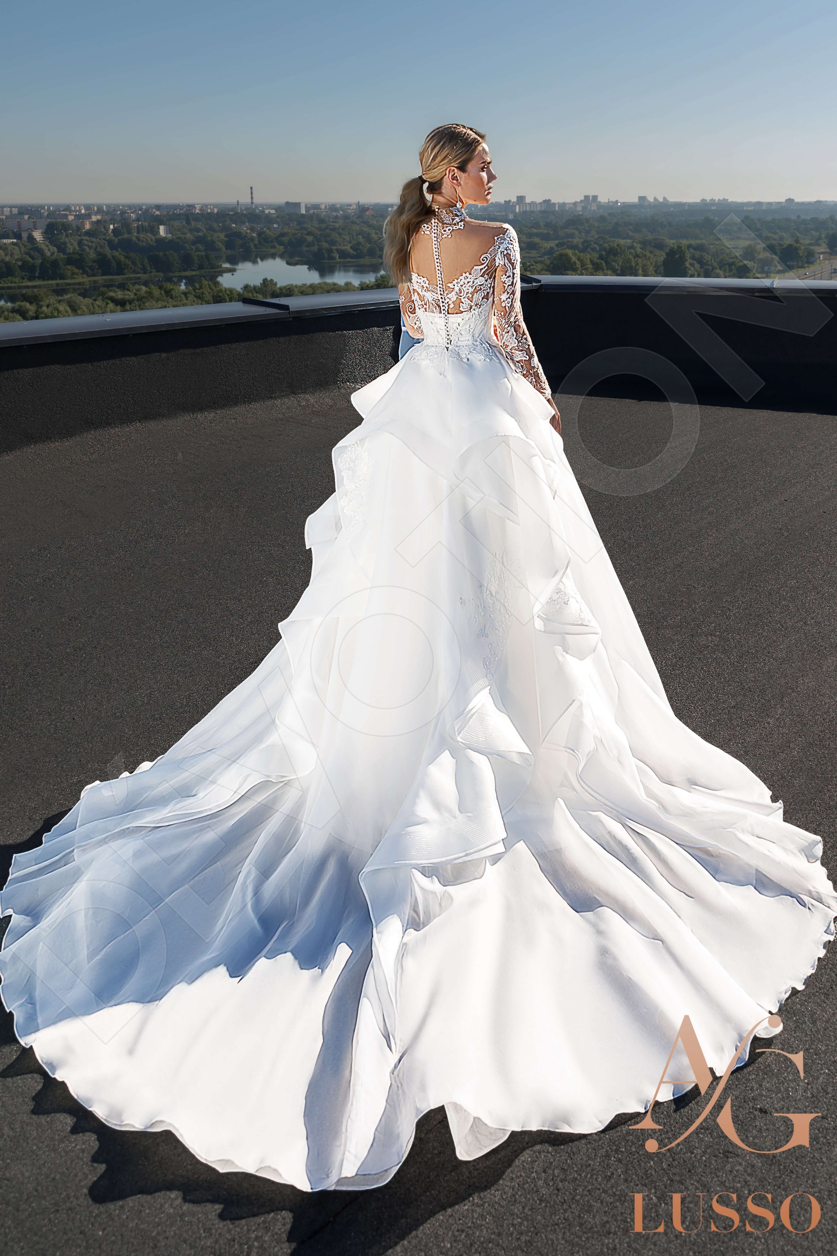 Luziana Princess Ball Gown High neck Ivory Wedding dress