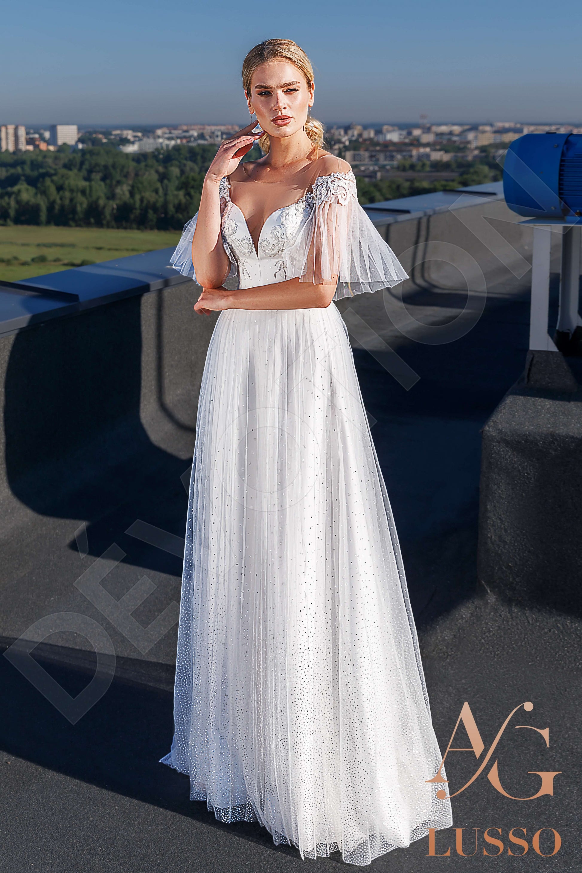 Layan A-line Illusion Ivory Wedding dress