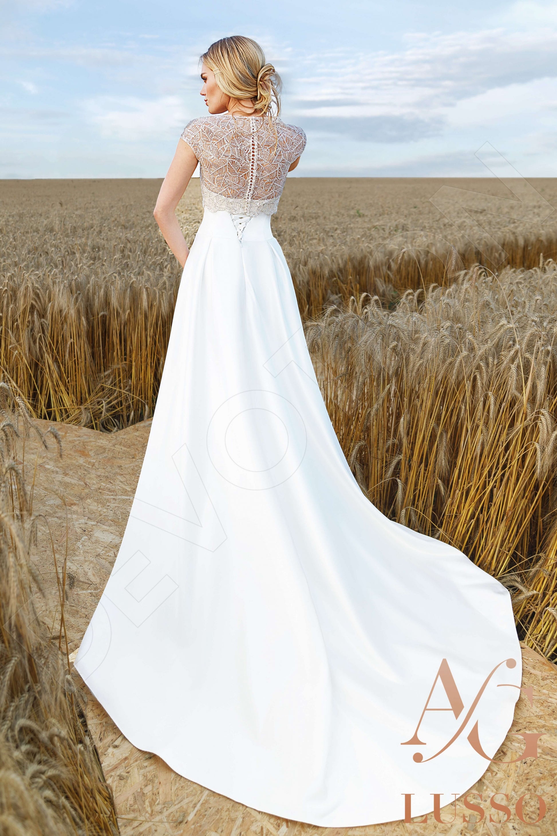 Emani A-line Jewel Ivory Wedding dress