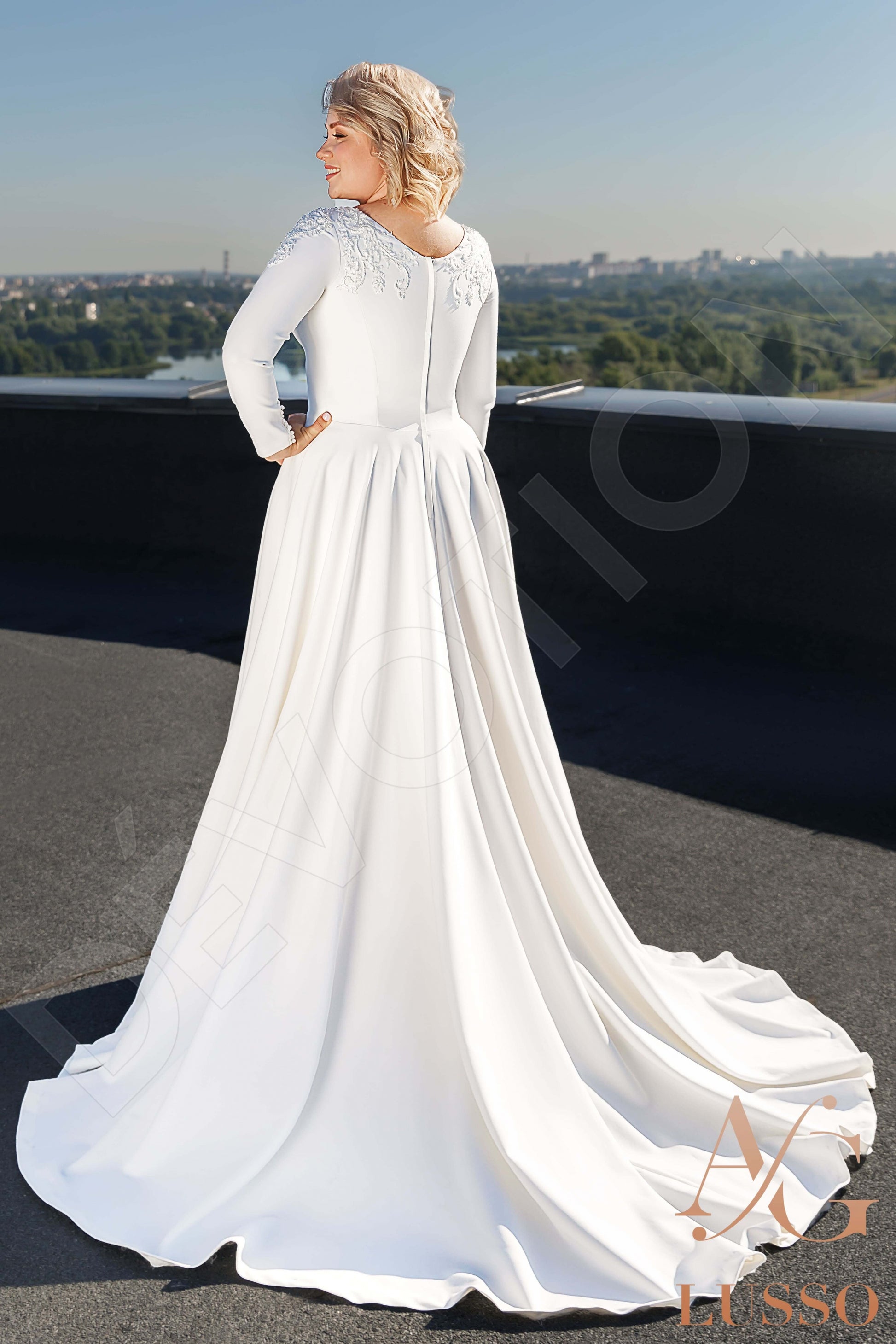 Lucinda A-line Jewel Ivory Wedding dress