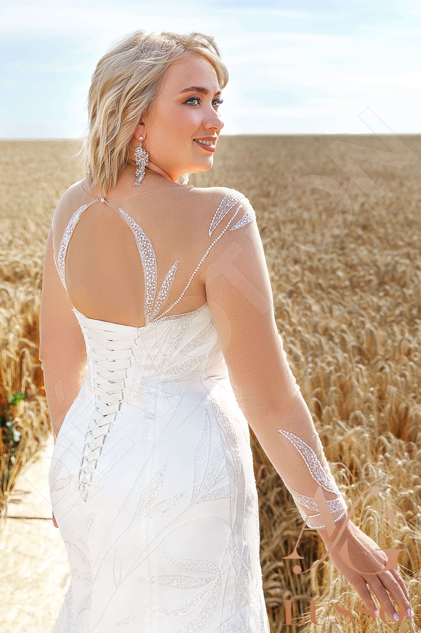 Buna Open back Trumpet/Mermaid Long sleeve Wedding Dress 6